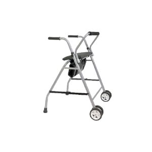 Andador De Hierro Ruedas Delanteras, Asiento Y Bolso